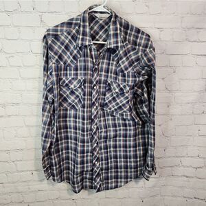 Men's Montgomery Ward longsleeve pearl snapped shirt, size Large